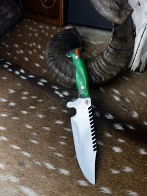 Couteau Shark avec manche en bois Imbuia et résine verte